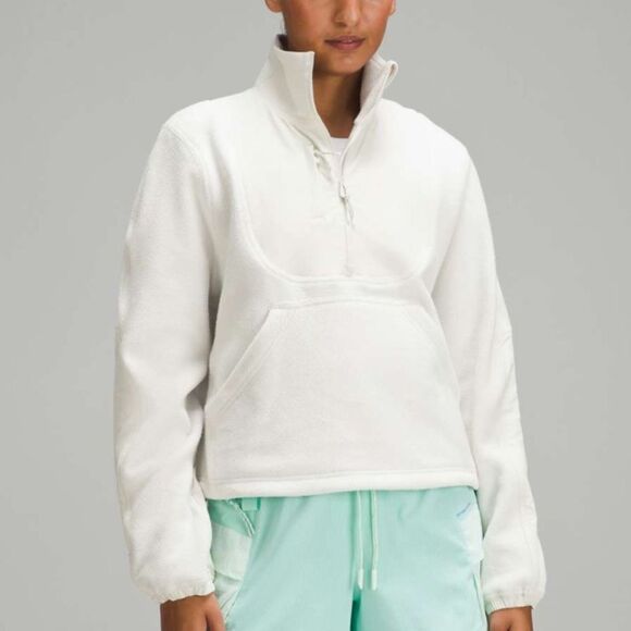 LULULEMON Jacket Women 2 Fleece + Ripstop Hiking Pullover In Bone - Picture 1 of 12